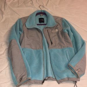 North Face fleece, Tiffany/baby blue, worn, good condition